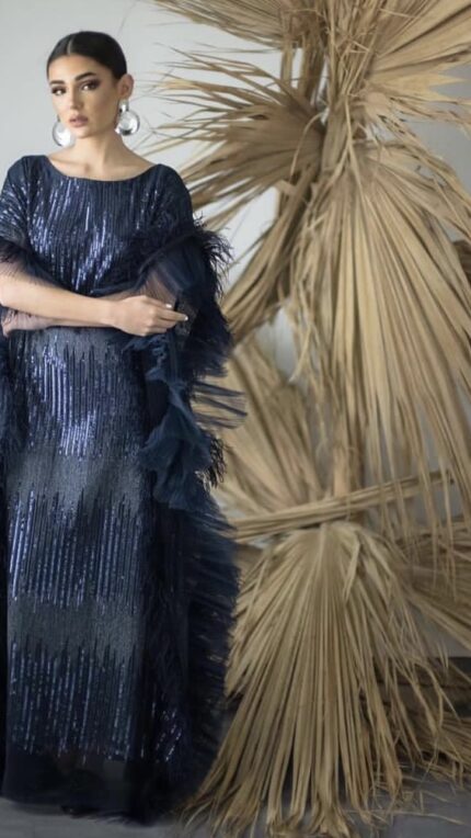 Navy Tulle Sides with Feathers