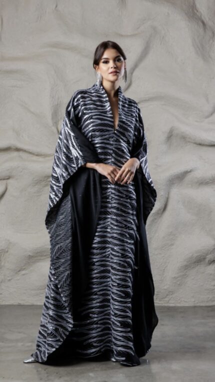 Lines Sequins Kaftan Black
