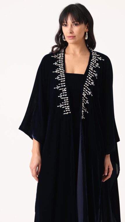 Sequence Velvet Bisht Set Navy